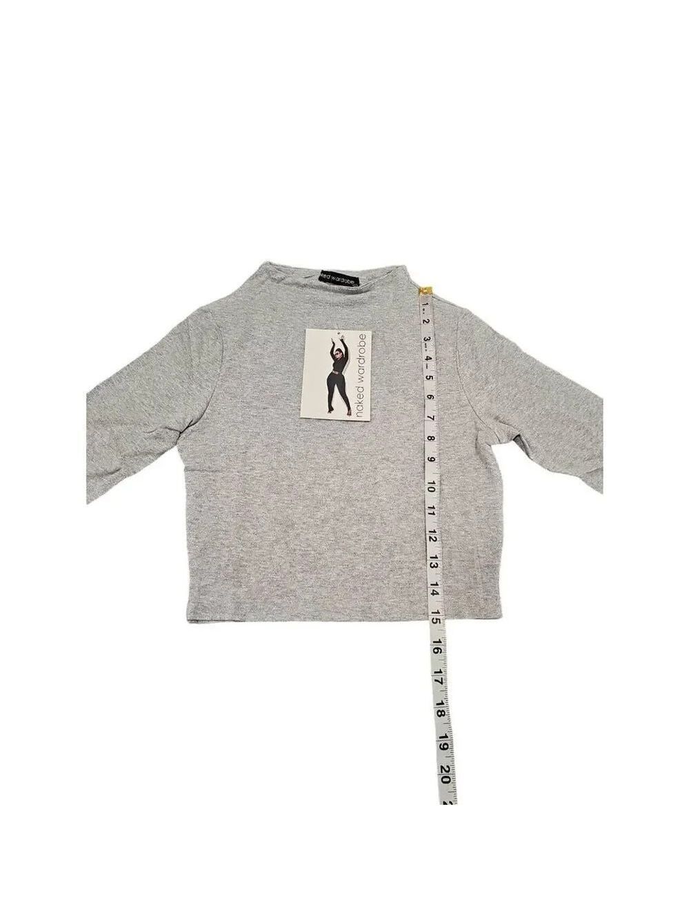 Naked Wardrobe THE NW CROP TOP IN HEATHER GREY Sz M - Picture 8 of 9